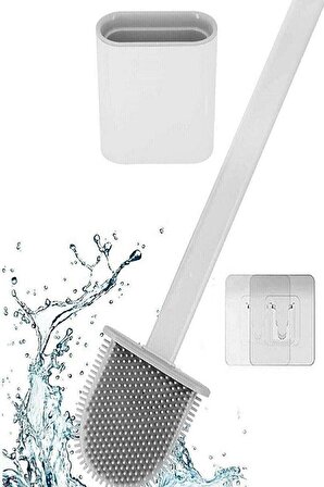 Silikon Tuvalet Fırçası Banyo Bükülebilir Silikon Wc Fırçası Beyaz Ykt-6032
