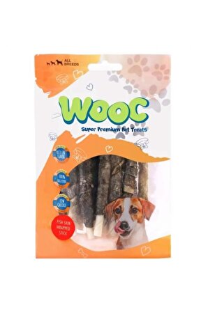 Wooc Balık Derisi Sargılı Sütlü Çubuk Köpek Ödül Maması 80 Gr