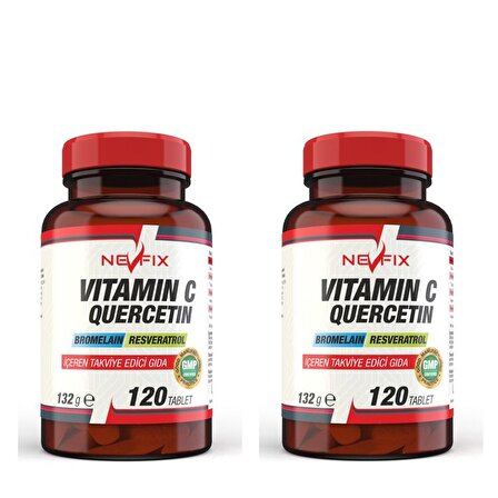 Nevfix Vitamin C 1000 mg 120 Tablet Bromelian Quercetin 2 Kutu 240 Tablet