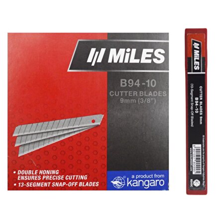Miles Dar Maket Bıçağı Yedeği 9 mm 10 lu 10 Tüp(100 Adet) B94-10