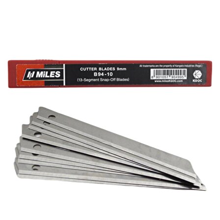 Miles Dar Maket Bıçağı Yedeği 9 mm 10 lu 10 Tüp(100 Adet) B94-10