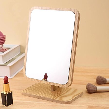 Gaman AYN-7 Yeni Nesil Masaüstü Ahşap Ayna - Ahşap Makyaj Aynası Dikdörtgen Şık Tasarımlı Make up Mirror