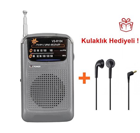 Gaman VS-R104 Pilli Portatif Mini Radyo Cep Radyo Kullanımı kolay Radyo Analog FM-AM Kulaklık Hediyeli !