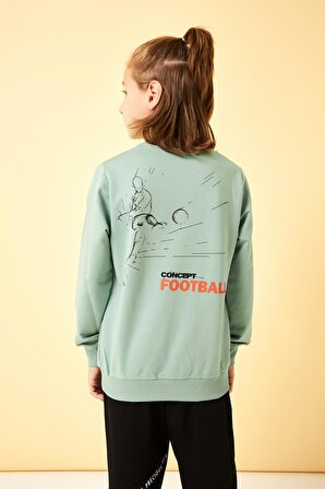 Football Baskı Detaylı Erkek Çocuk Sweatshirt Çağla
