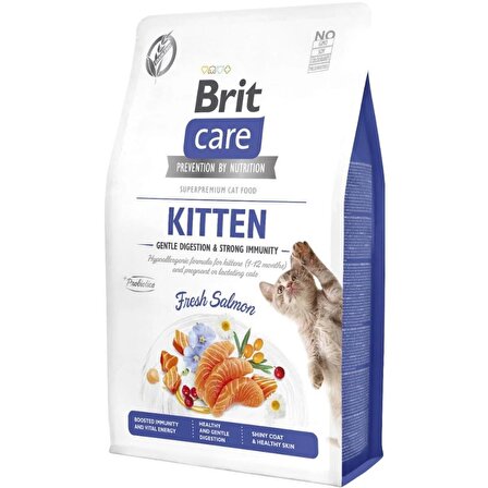 Brit care kitten kedi 2kg gentle digestion strong immunity somonlu tahılsız yavru kedi maması