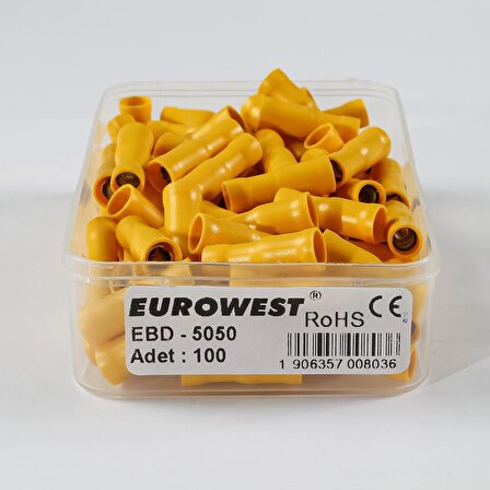 EUROWEST 6MM Dişi Terminali İzoleli Sarı Kablo Ucu ( 100 Adet )