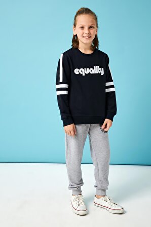 Equality Nakış Detaylı Erkek Çocuk Sweatshirt Lacivert