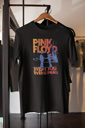 Pink Floyd Wish You Were Here Color Baskılı Siyah Kısa Kollu Unisex Tişört