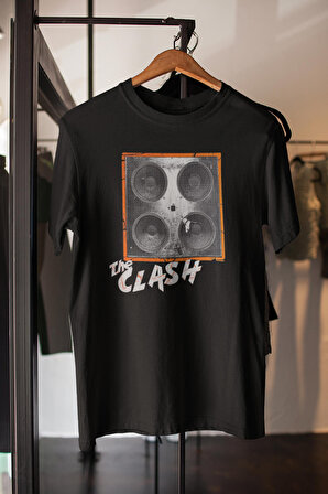 The Clash Baskılı Siyah Kısa Kollu Unisex Tişört