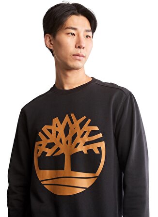 Timberland Siyah Erkek Kapüşonlu Sweatshirt TB0A2BJ8P561_Tree Logo Crew Neck Sw