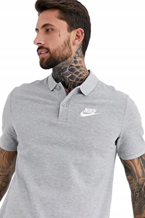 Nike Sportswear Clup Regular Fit Polo Yaka Gri Erkek Tişört