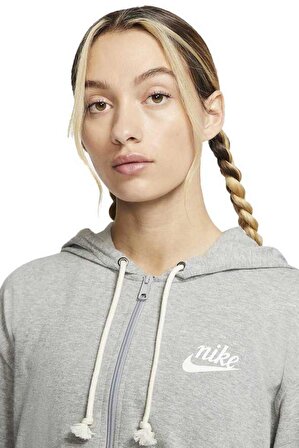 Nike Sportswear Vntg Standart Kesim Günlük Kadın Gri Kapüşonlu Sweatshrit