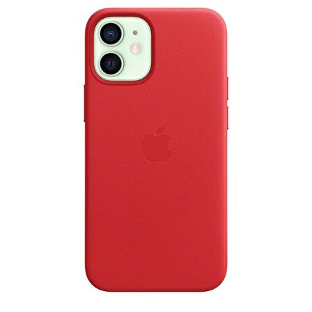 Apple iPhone 12 Mini Leather Case Kırmızı Magsafe