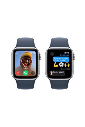 Apple Watch SE GPS + Cellular 40mm Gümüş Alüminyum Kasa ve Fırtına Mavisi Spor Kordon - S/M