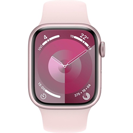 Apple Watch Series 9 GPS 41mm Pembe Alüminyum Kasa ve Uçuk Pembe Spor Kordon - S/M - MR933TU/A