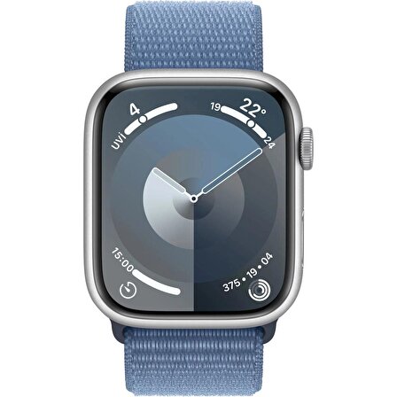 Apple Watch Series 9 GPS 45mm Gümüş Rengi Alüminyum Kasa ve Buz Mavisi Spor Loop - MR9F3TU/A