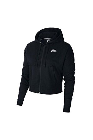 Nike Hoodie Fz Jrsy New CV8618-010 Siyah Kadın Sweatshirt
