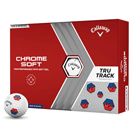 Callaway BL Chrome Soft Red/Blue 23 - Üçlü Golf Topu Beyaz Desenli