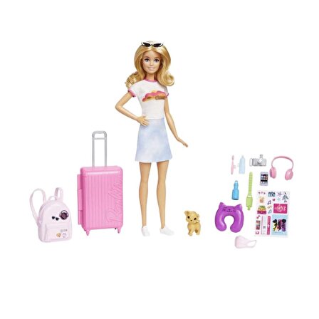 Barbie Seyahatte Bebeği ve Aksesuarları HJY18 