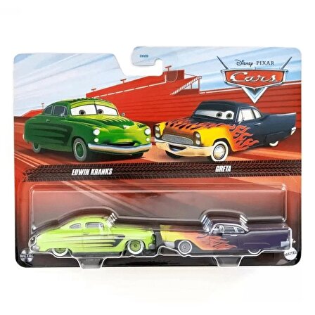 Disney Pixar Cars 2'li Cars Edwin Kranks ve Greta 2'li Araba DXV99-HTX06
