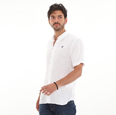 B0A2DCC1001-R Timberlandss Linen Shirt Erkek Gömlek Beyaz