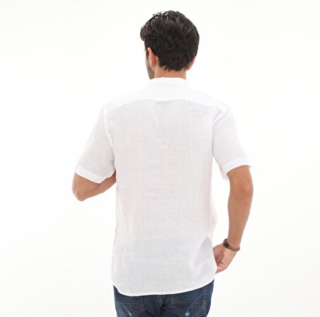 B0A2DCC1001-R Timberlandss Linen Shirt Erkek Gömlek Beyaz