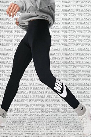 Nike Sportswear Club High Rise Cotton Leggings Yüksek Belli Pamuklu Siyah Tayt