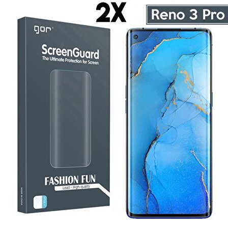 GOR Oppo Reno 3 Pro 3D Kavisli Full Ekran Koruyucu 2 Adet Set