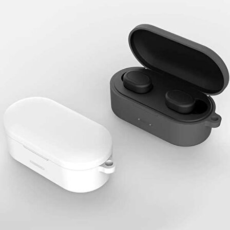 QCY T1S-T2C Bluetooth Kulaklık İçin Silikon Koruma Kılıf+ Anahtarlık Siyah