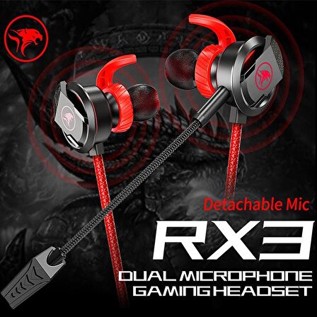 XMOWİ RX3 3,5mm Çift Mikrofonlu Oyuncu Kulaklık Gaming Kulaklığı KIRMIZI
