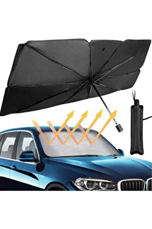 Araba Güneş Gölge Koruyucu Şemsiye Oto Ön Cam Güneşlik(145cm*79cm)-siyah,gri