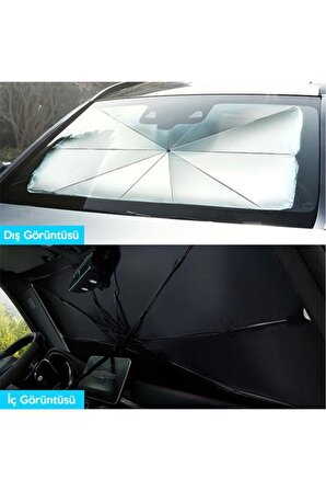 Araba Güneş Gölge Koruyucu Şemsiye Oto Ön Cam Güneşlik(145cm*79cm)-siyah,gri