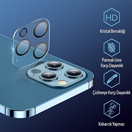 Ally Iphone 12 Pro Max 3d Full Tempered Glass Cam Kamera Koruyucu Şeffaf