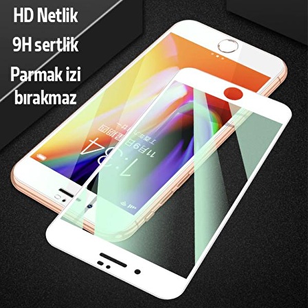 ALLY İPhone 8-7-SE 2020 Anti -Blue Green Light Göz Korumalı Tempered Full Ekran Koruyucu BEYAZ