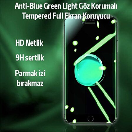 ALLY İPhone 8 Plus 7 Plus Anti -Blue Green Light Göz Korumalı Tempered Full Ekran Koruyucu SİYAH