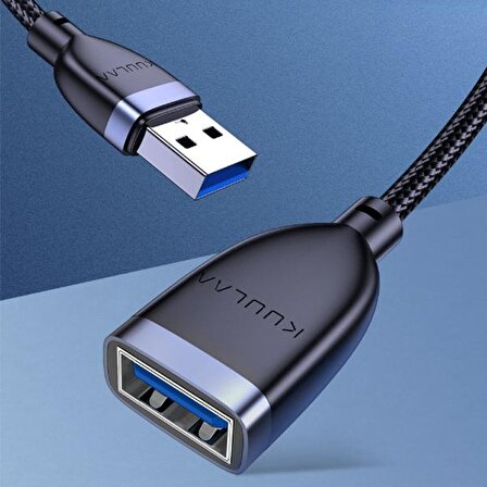 KUULAA USB 3.0 Male TO USB3.0 2A 50CM Usb Uzatma Kablosu PS4 SSD SİYAH