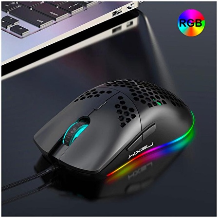 Ally HXSJ J900 USB Kablolu RGB Dpi Oyuncu Mouse Gaming Mouse SİYAH