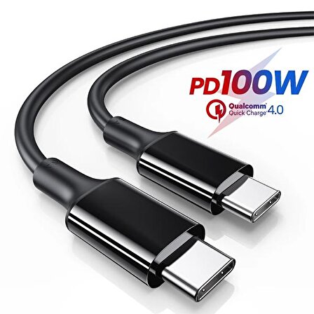 ALLY USB Type-C PD3.1 100W(20V-5A) Hızlı Veri Şarj Kablosu 1metre SİYAH