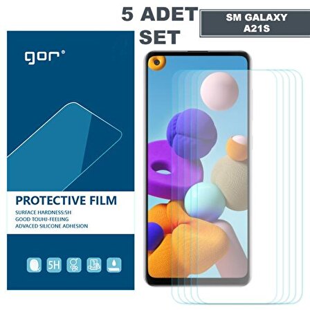 GOR SM Galaxy A21S HD Darbe Emici Ekran Koruyucu Jelatin 5 Adet Set ŞEFFAF
