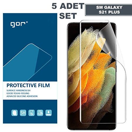 GOR SM Galaxy S21+Plus HD Darbe Emici Ekran Koruyucu Jelatin 5 Adet Set ŞEFFAF