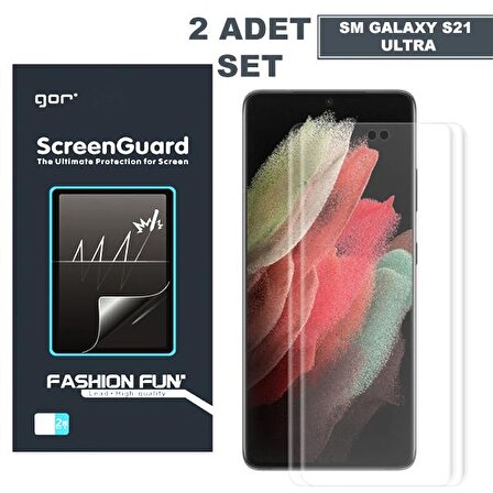 GOR SM Galaxy S21 Ultra 3D Kavisli Full Ekran Koruyucu 2 Adet Set ŞEFFAF