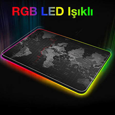 ALLY Dünya Desenli RGB Led Işıklı Oyuncu Mouse Pad 300*250*4MM