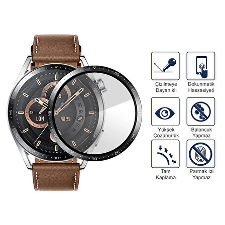 Huawei Watch Gt 3 46MM Ekran Koruyucu 3D Kavisli Tam Kaplama Pmma