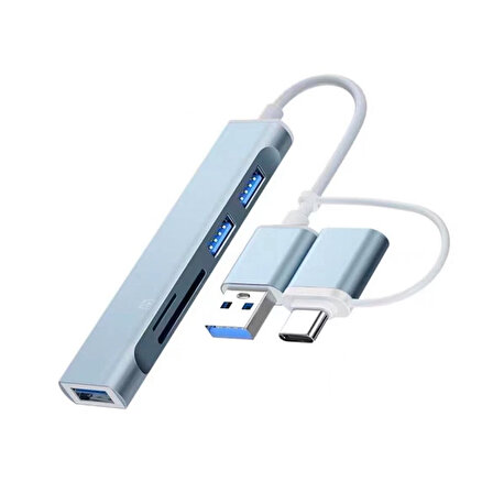 ALLY A-807 5in1 Type-C + USB Girişli USB 3.0 Çoğaltıcı Hub Adaptör