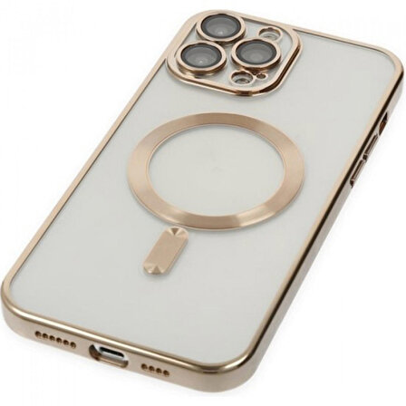 ALLY iPhone 14 Pro 6.1inç Renkli Kenar Lazer Çerçeveli Magsafe Uyumlu Silikon Kılıf