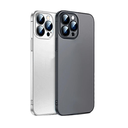 iPhone 13 Pro 6.1inch Frosted Glass Şeffaf Kamera Korumalı Kılıf