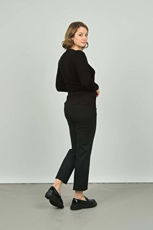 Ercan Akdeniz Kadın Beli Lastikli Pantolon 2042 Siyah