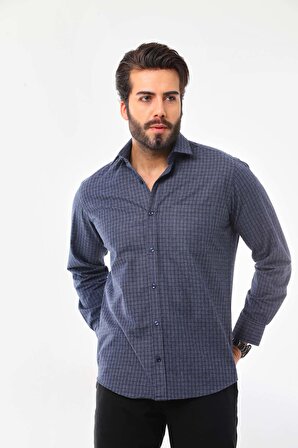 Marisso Erkek Cep Detaylı Uzun Kol %100 Pamuk Gömlek 019NS Indigo