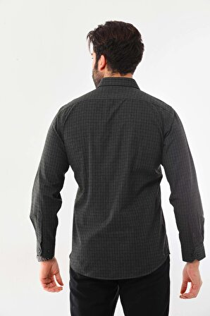 Marisso Erkek Cep Detaylı Uzun Kol %100 Pamuk Gömlek 019NS Koyu Yeşil