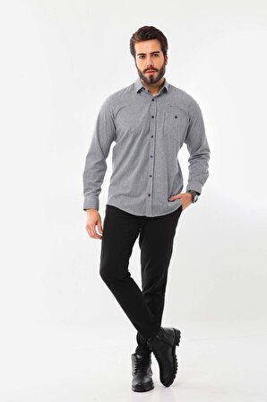 Marisso Erkek Cep Detaylı Uzun Kol %100 Pamuk Gömlek 19ASM Lacivert